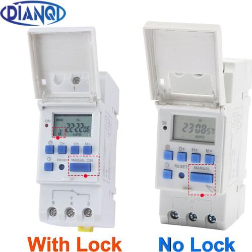 No Lock DIGITAL PROGRAMMABLE Timer TIME RELAY Microcomputer Electronic Digital TIMER SWITCH Relay Control Din Rail Mount