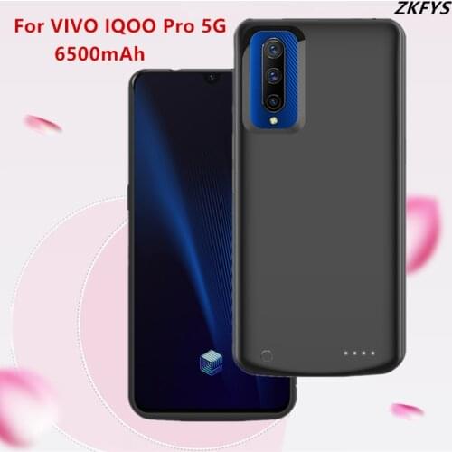 Battery Charger Cases For VIVO IQOO Pro 5G Battery Power Bank Case 6500mAh Silicone Powerbank External Charging Battery Cover
