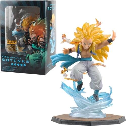 16cm Dragon Ball Z Anime Super Saiyan Son Goku Gotenks Battle with Special Effects Action Figure Model Toy Decoration Brinquedos