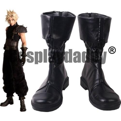 Final Fantasy VII Remake Avalanche Ex-SOLDIER Cloud Strife Game Cosplay Black Shoes Boots S008