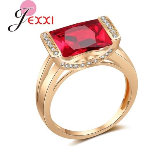 Exquisite Bijoux Fashion Square Wedding & Engagement Ring Made With Red Cubic Zirconia Jewelry for Women Wedding