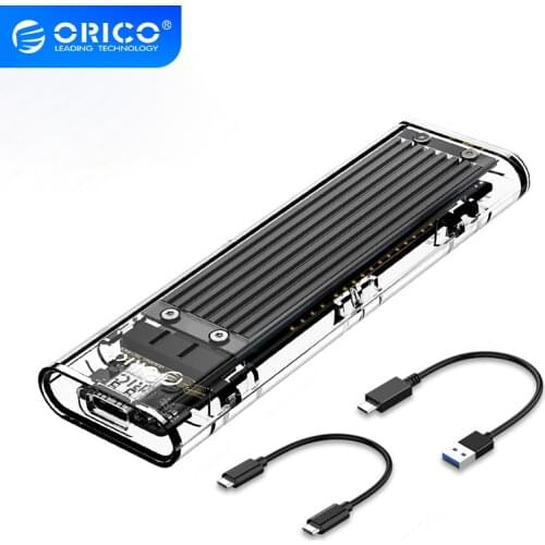 ORICO M2 SSD Case NVME SSD Enclosure M.2 to USB Type C Transparent Hard Drive Enclosure for NVME PCIE NGFF SATA M/B Key SSD Disk