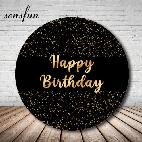 Sensfun Black Gold Round Circle Photography Backgrounds Glitter Sequin Birthday Party Backdrops For Photo Studio Decoration