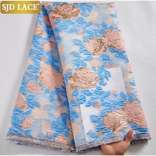 SJD LACE Handcut Brocade Jacquard Embroidery African Mesh Lace Fabric Friendly Skin Gilding French Organza Laces Fabric SewA2590