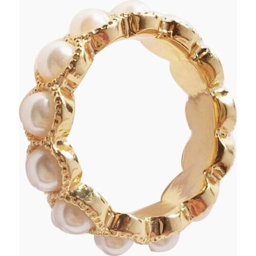 Mini Small Imitation Pearl Rings Gold Color Ring for Women GirlsElegant Rings Fashion Wedding Jewelry Party Gift