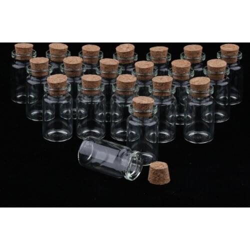 Mini Tiny Clear Glass Jars Bottles with Cork Stoppers, 7ml for Arts & Crafts (20 Pack) Cute miniature glass bottle