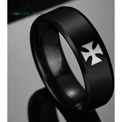 Nextvance Knight Templar Cross Rings Black Punk Crusaders Band Rings for Mens Promise Jewelry Anel Dropshipping