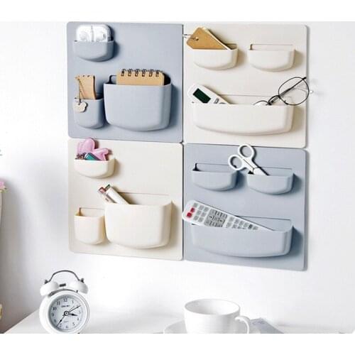 Household Paste-type Wall Shelf Bathroom Wall Storage Rack Free Perforation Wall Hanging Shelf Kitchen Organizer