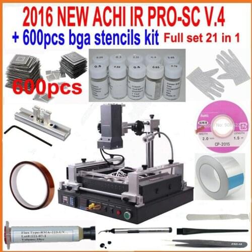 Newest ACHI Dark infrared BGA rework station IR PRO SC V.4 + most completely 600pcs bga stencils 21 in 1 bga reballing kit