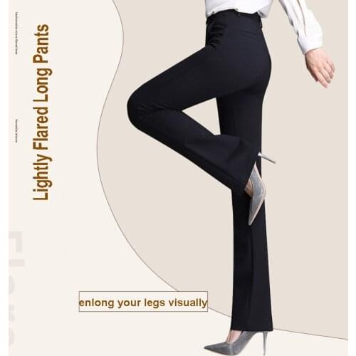 2021 Spring Autumn New Chic Solid Color Casual High Waist Lightly Flared Long Suit Pants For Women