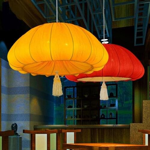 New Chinese Fabric pendant lamp Theme Hotel Romantic Wedding Room Creative Pumpkin Light Octopus lights LU621 ZL467 E27 lamp