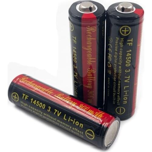 Wholesale 100pcs/lot TrustFire 14500 AA 900mAh 3.7V Protected Lithium Battery Rechargeable Batteries with PCB For Flashlights