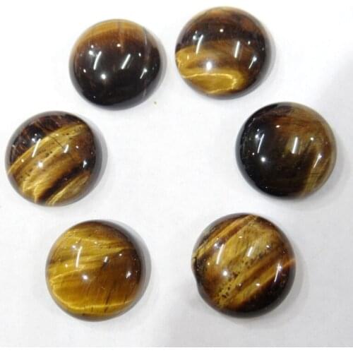 Wholesale 18MM 10PCS high quality Natural tiger eye Stone round Cabochons No hole Beads for DIY Jewelry Making Necklace pendant