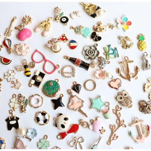Feedback Customer ~ 30Pcs Mix Random Styles Glass Colorful KC Gold Color Glazing Alloy Charm Jewelry Pendants