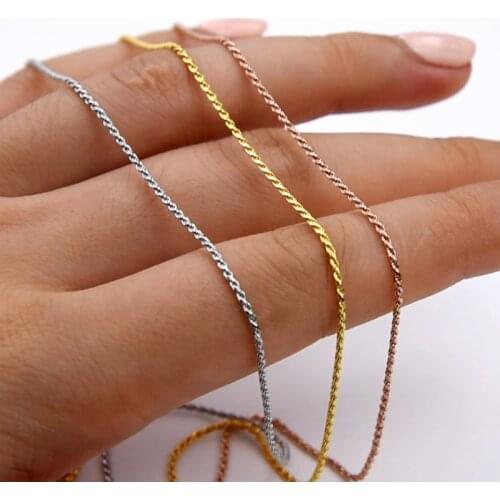 MIQIAO 925 Sterling Silver Rope Chain Platinum Rose Gold Color Long 40 45 50 55 60 65 70 80 CM Wide 1.0 1.5 2.3 MM Necklace Men
