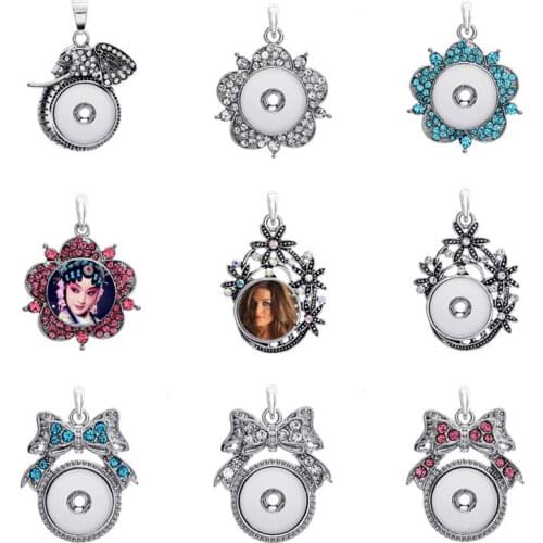 Dye sublimation button necklace pendant for women Elephant necklaces pendants for hot transfer printing blank consumables