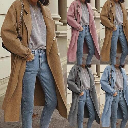 Women Autumn Winter Solid Color Long Coat Streetwear 2020 Ladies Trench Korean Fashion Female Loose Clothing Mid-length Overcoat