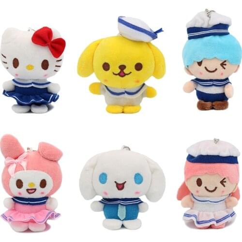 10Cm Plush Kawaii Anime Plush My Melody Kitty Cinnamoroll Baby Cinnamoroll Soft Stuffed Plush Keychain Kids Toys Girl Gift