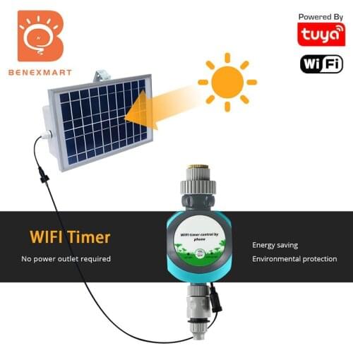 Benexmart Tuya WiFi Smart Garden Irrigation Solar Energy Water Controller Smart Home Garden Watering Timer Remotely