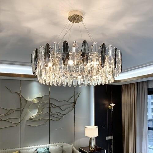Modern Light luxury crystal led chandelier living room lamp simple atmosphere dining room bar hanging light fixtures