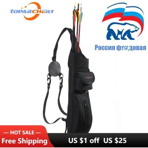 RU Stock Toparchery Arrow bag Outdoor Hunting Archery Quiver Arrow Holder Bow Back Shoulder Bag Zip Pocket