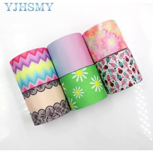 YJHSMY 1710242 10 yards 38mm Colorful cartoon ribbon thermal transfer lattice wedding accessories DIY handmade materials