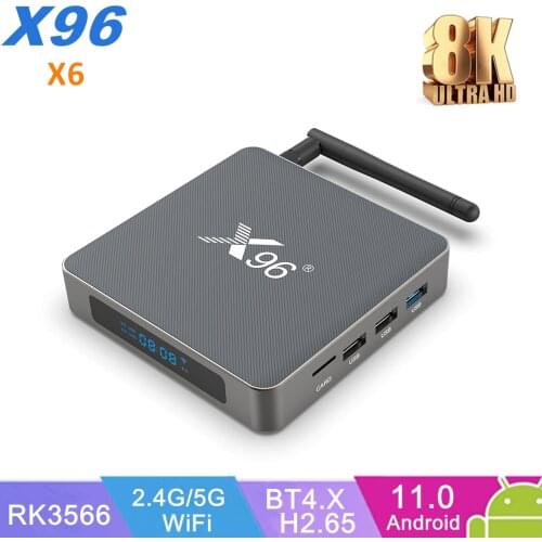 2021 Best X96 X6 TV Box Android 11 8GB 64GB/128GB RK3566 Support 8K 2T2R MIMO Dual Wifi 1000M BT4.X 4GB 32GB Media Player tvbox