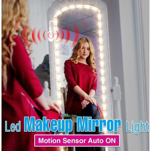 Smart Sensor LED Makeup Light 3M 4M 5M LED Flexible Tape Waterproof Vanity Mirror Lights 5V Decor Wall Lamp Dimmable Diode Tape