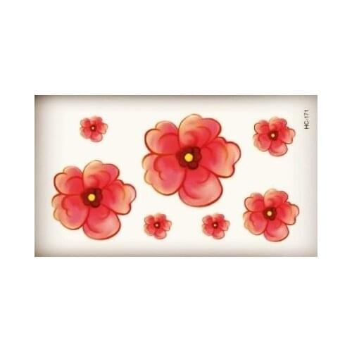 5 leaves Dark Pink Small Flower Tattoo Body Art Beauty Makeup Waterproof Temporary Tattoo Stickers