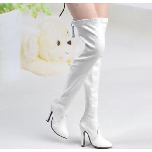 1/6 Scale White Over knee Long Boots High-heeled Shoe F 12" Phicen Verycool Body