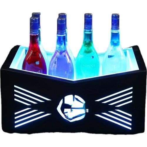 High Quality Luminous Ice Bucket Stainless Steel Double Wall Metal Frame LED Champagne Ice Bucket