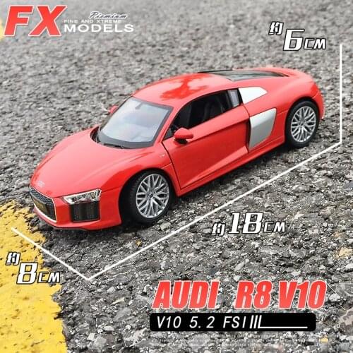 WELLY 1:24 Audi R8 V10 Orange color optional car sports car simulation alloy car model crafts ornaments collection toy tool gift