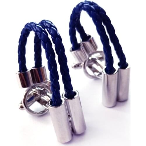 XKZM novel blue Leather rope Cufflinks cuff links steel novelty design material French for mans cuff button whoelsale&retail