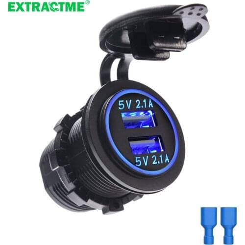 Dual USB Charger Socket Waterproof Power Outlet Adapter 4.2A Fast Charge for Car Boat Marine Motorcycle ATV RV Camper Tractor