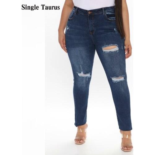 Womans Plus Size Jeans High Waist Elasticity Skinny Jeans for Women Casual Push Up 4XL 3XL Denim Blue Pants Trousers