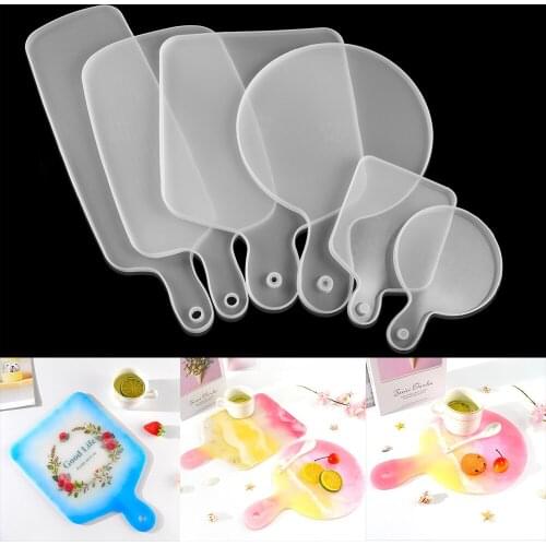 1Pcs Round Resin Mold Coaster Handle Tray Rectangle Silicone Mold Home Table Decoration for DIY Crystal Epoxy Resin Crafts