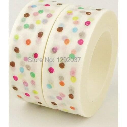 1PCS/Lot Japanese Mixed Colorful Washi Tape Dot Paper Masking Paper Tapes Decorative Adhesive Tapes Craft and School Supply