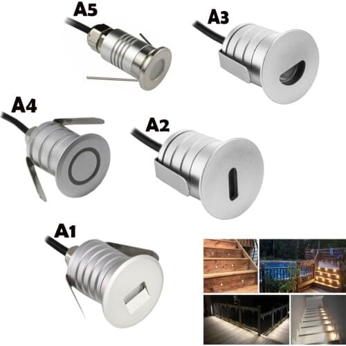 1W Indoor Outdoor Stair Light Recessed Step Light IP67 Garden Deck Staircase Wall Lamp Path Yard Patio Corner Wall Light DC12V