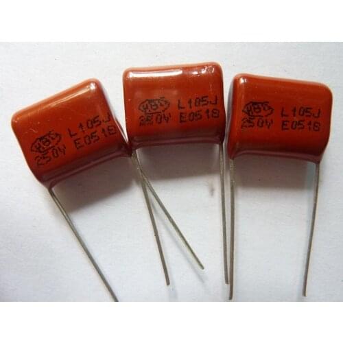 10pcs CBB 105 250V 105J CL21 1uF 1000nF P15 Metallized Polypropylene Film Capacitor