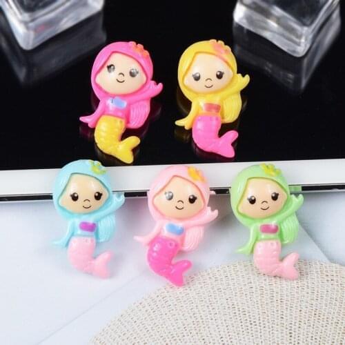 10pcs/lot 15X25mm Kawaii Resin Mermaid Tail Flatblack Cabochon For Resin Scrapbooking Craft Kids DIY Decorative Embellishment