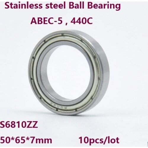 10pcs/lot S6810ZZ S6810 ZZ 50*65*7mm ABEC-5 Stainless steel Ball Bearings Thin Wall Deep Groove Ball bearing 50×65×7mm