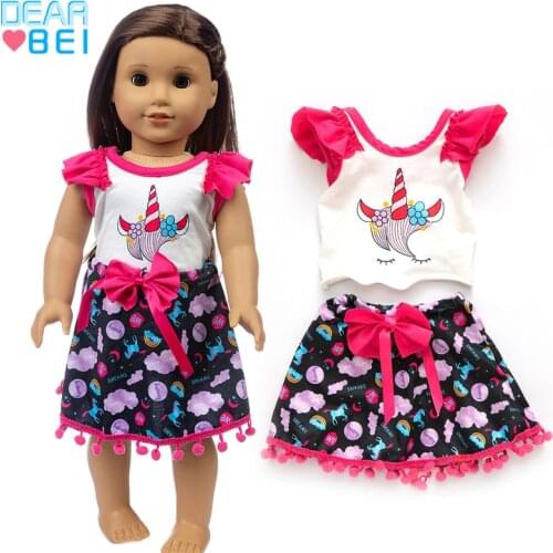 2020 New Unicorn skirt for 18 inch American Girls Doll and Doll accessories Children best Gift. (Shoes are not included)