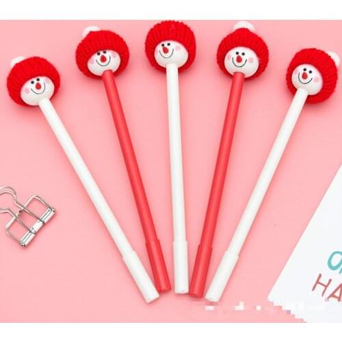 24PCS Cute Snowman Smiling Face 0.5mm Black Plastic Gel Pens Student Office Stationery Kawaii School Supplies