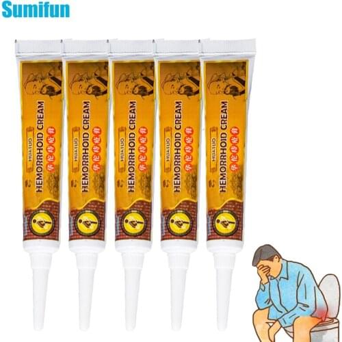 Sumifun 5pcs Herbal Hemorrhoids Ointment Internal And External Anal Fissure Cream Pain Reliving Chinese Medical Plasters