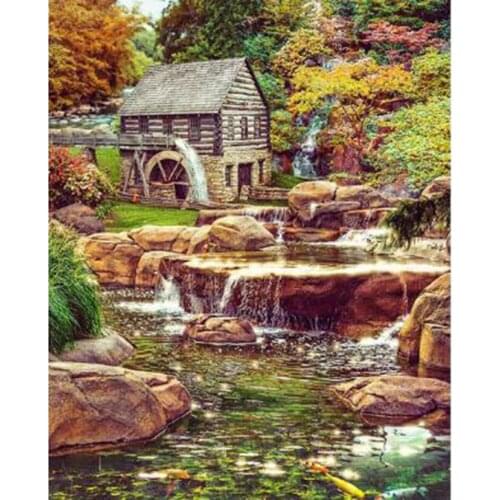 5D DIY Diamond Painting Square/Round Diamond Landscape Painting Water Room Beautiful Scenery Picture Cross Stitch Gift Art TX105