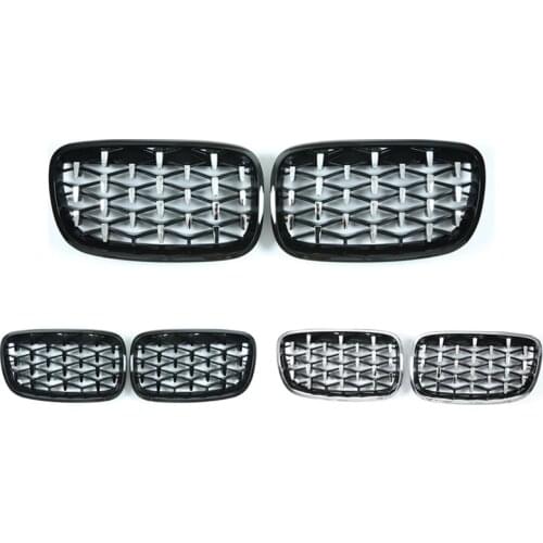 A Pair Diamond Grills Meteor Style Replacement Grille Car Front Bumper Grill For BMW E70 E71 E72 X5 X6 2007-2013 Car Accessories