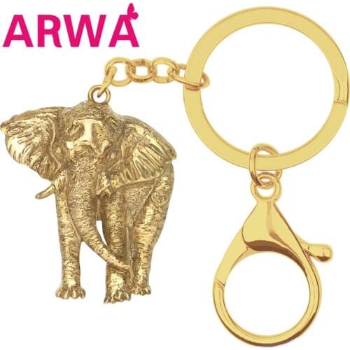 ARWA Alloy Antique Gold Plated Jungle Elephant Keychains Big Cute Animal Keyring Jewelry For Women Kids Funny Gift Bag Accessory