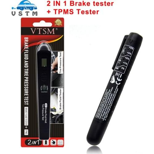 Auto Car Tester Brake Fluid Tester with TPMS Check Fluid Quality 5LED Indicator For DOT3/DOT4 Diagnostic Testing Automotive