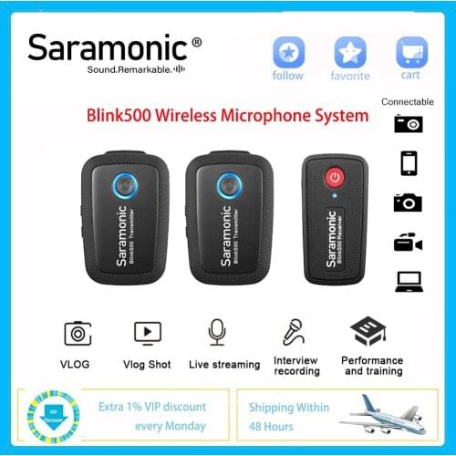 Saramonic Blink500 Wireless Microphone System 2.4GHz Dual Channel Lavalier Studio Mic For DSLR Canon Nikon Sony Interview Vlog