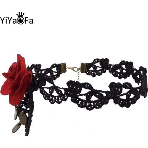 YiYaoFa Cute Choker for Women Accessories Vintage Lace Necklace & Pendant Gothic Jewelry Statement Flower Necklace GN-06